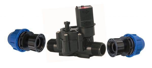 Magnetventil 100-DV-MM 24VAC Rain-Bird + 2 Stück PE-Verschraubung 25 / 32 mm x 1"IG Überwurf